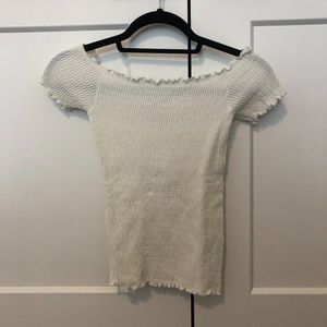 Free People White Off The Shoulder Top - Medium